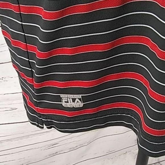 Fila Sport Men's Athletics Red & Black Striped Short Sleeve Polo Shirt - Picture 5 of 6